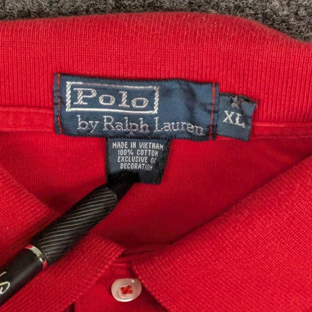 Polo Ralph Lauren Mens XL Red Short Sleeve Cotton Polo Shirt‎ Blue Pony Logo